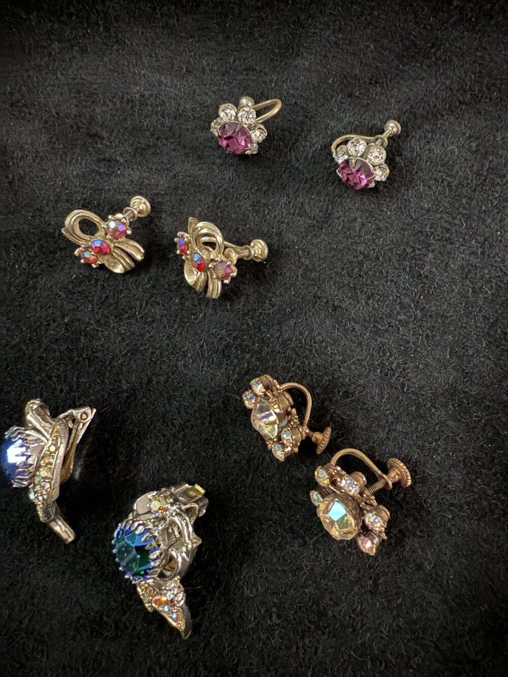 Lot of 4 Pairs Vintage 80’s Boho Chic Retro Silver Tone Clip On Earrings